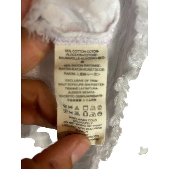 Free People Sheer Plaid Button Up Long Sleeve White Shirt Lagenlook Relaxed Fit - Picture 5 of 5